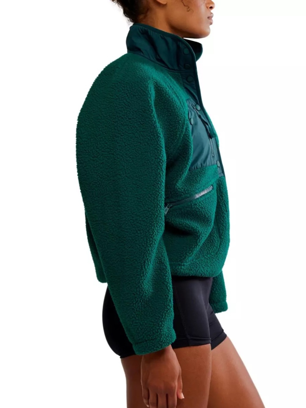Free People FP Movement Hit the Slopes Women’s Large Sherpa Jacket Green Fleece - Picture 4 of 13